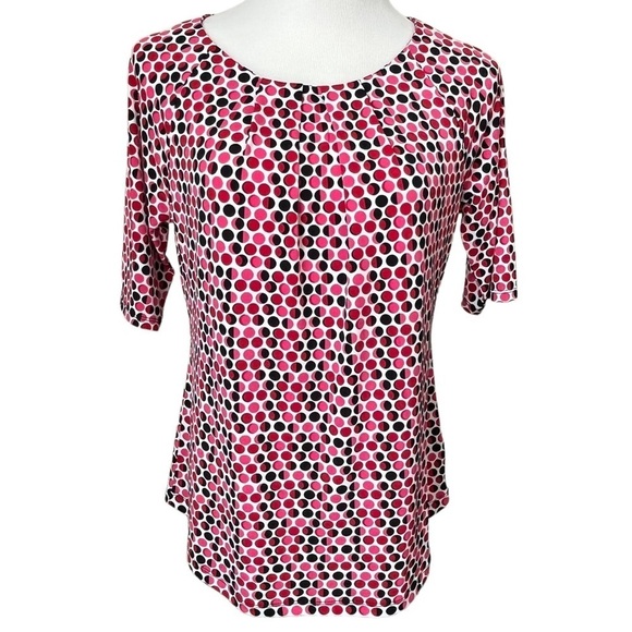Liz Claiborne Career Polka-Dot Top with Raglan Sleeves Sz Medium - Picture 1 of 9